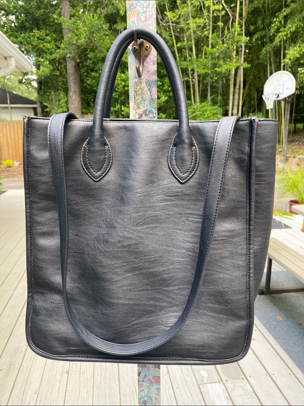 Vintage J Crew Black Tote with Dual Handles
